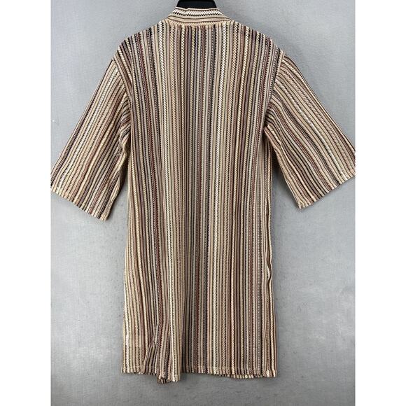 New G by Giuliana Cardigan Sz S Duster Brown Stripe 3/4 Sleeve Open Front Duster - Picture 7 of 8